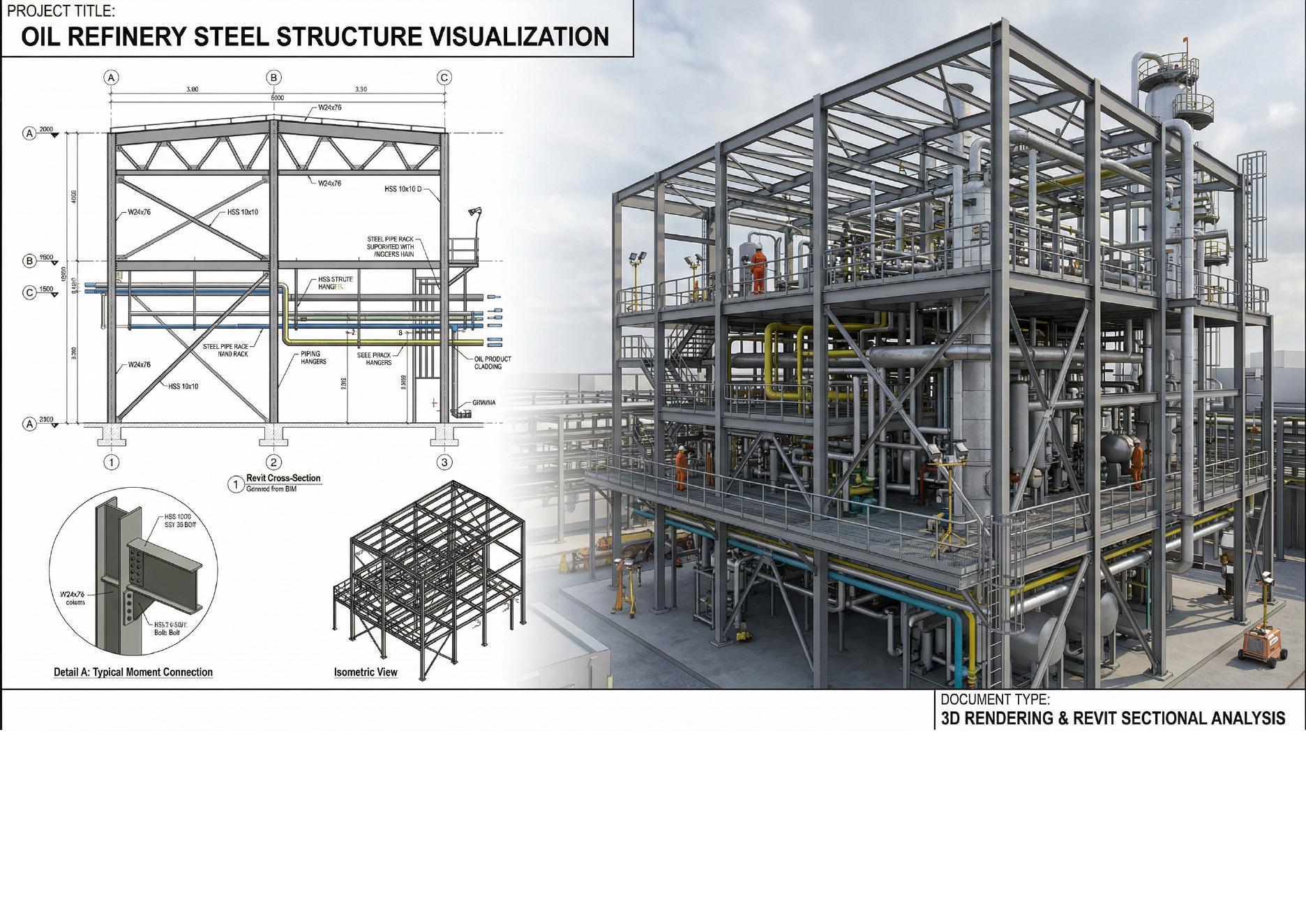 Oil refinery steel structure visualization